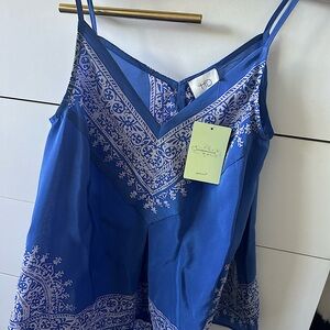 Anthropologie Blue and White Silk Tank Top 2P